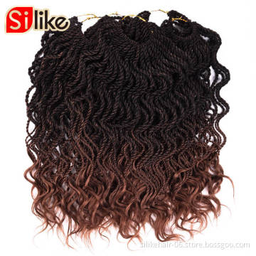 Synthetic crochet braids Hair Extensions 14Inch 35 stands Wholesale curly senegalese twist hair with wavy ends Curly Crochet